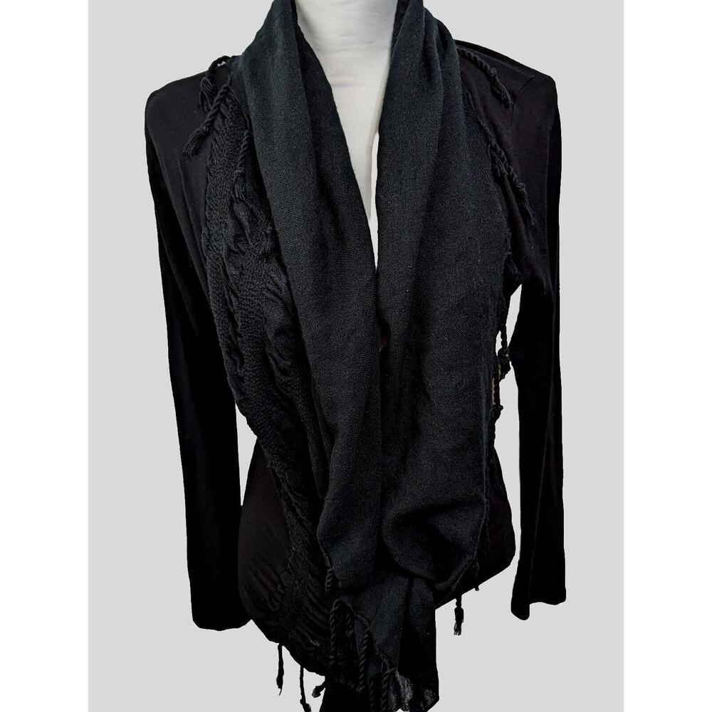 Love Couture Cardigan Shawl Collar Rayon,/Span Corded Intermittent Fringe Size L